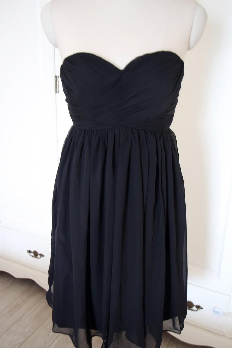 Свадьба - Black Short Sweetheart Bridesmaid Dress Knee-length Chiffon Black Strapless Bridesmaid Dress-Custom Dress