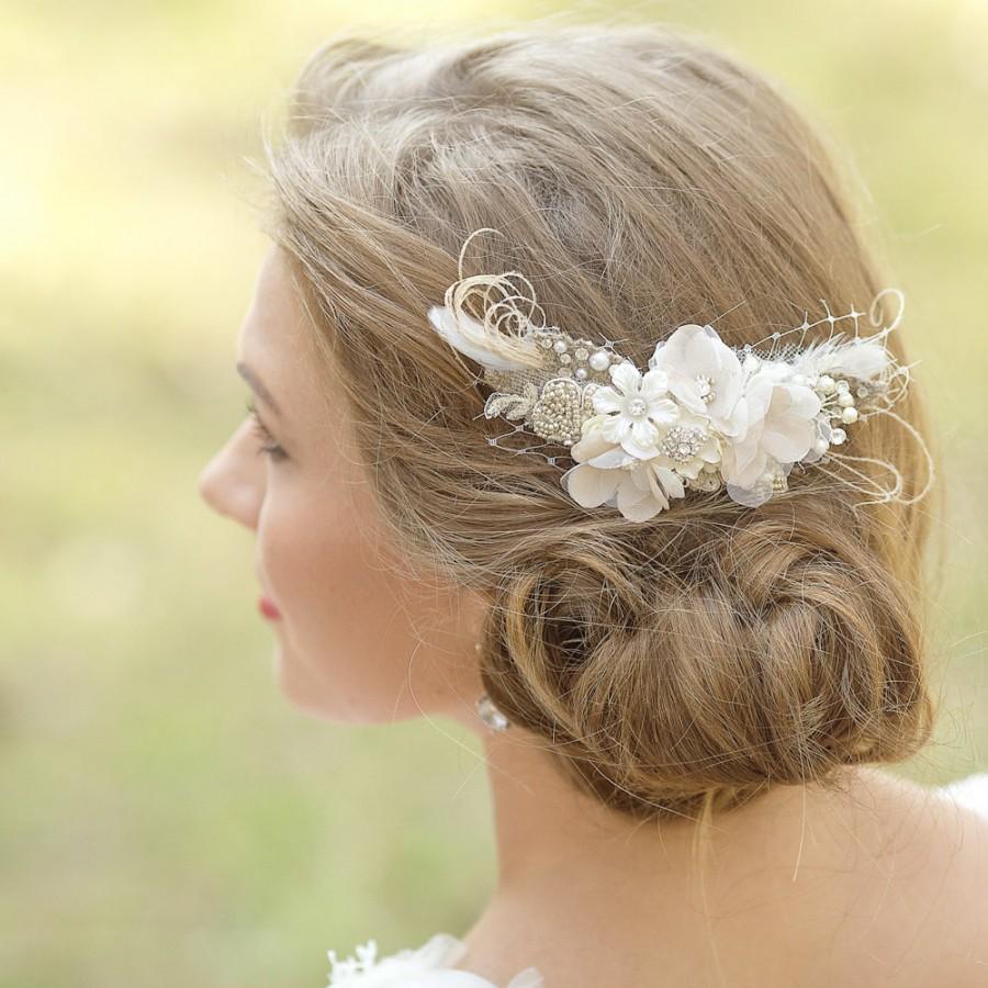 Hochzeit - Wedding Hair accessories, Wedding hair piece, Bridal hair comb, Rustic, Burlap wedding, Lace, Wedding hair comb, wedding headpieces