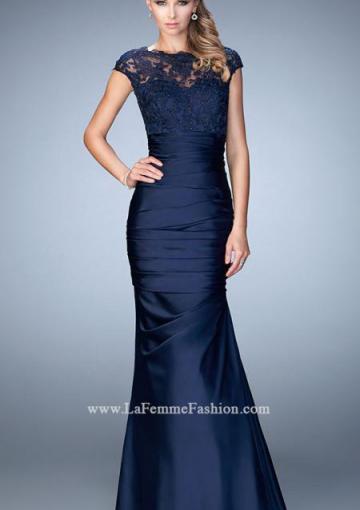 Mariage - Zipper Sleeveless Dark Navy Floor Length Ruched Gray Appliques Mermaid Straps Lace Satin