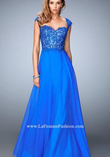 Mariage - Appliques A-line Sweetheart Blue Floor Length Cap Sleeves Ruched Zipper Chiffon