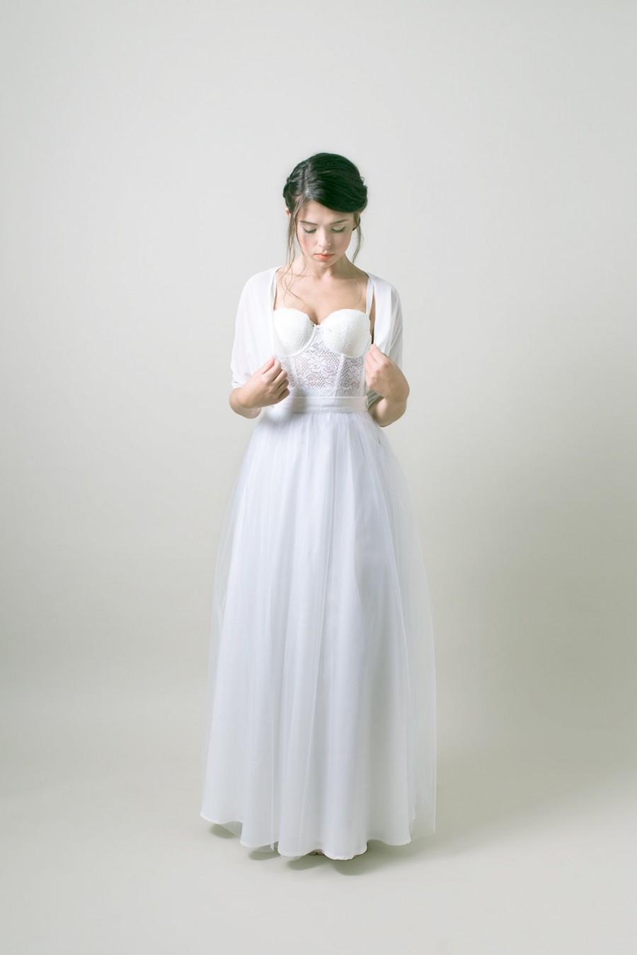 Mariage - White wedding bolero / Simple Bridal bolero / wedding jacket - Made to order