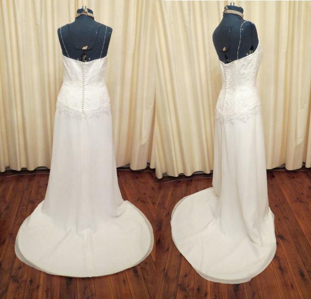 Hochzeit - Vintage Sexy Ivory Off White Wedding Dress with Swarovski Crystal Hand Embroidery With Plunging V Neckline