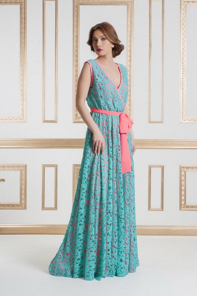 Mariage - Stunning Evening Dress Occasion Turquoise Lace Wedding Dress Long Bridesmaid.