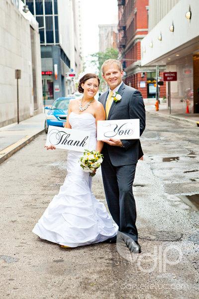Wedding - Wedding Props, Thank You Cards, Thank You Wedding Signs, Photo Booth Props, Bride Signs. Handmade, Two (2) signs, 8 X 16 inches.