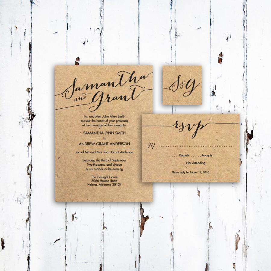 Свадьба - Custom Personalized Wedding Invitation Templates ~ RSVP Card and Monogram ~ DIY printing ~ Custom Printing