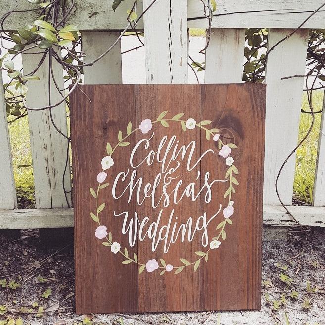 Wedding - Personalized Wedding Sign with Floral Wreath, Wedding Keepsake Gift, Rustic Wooden Wedding Sign, Rustic Wedding Decor 