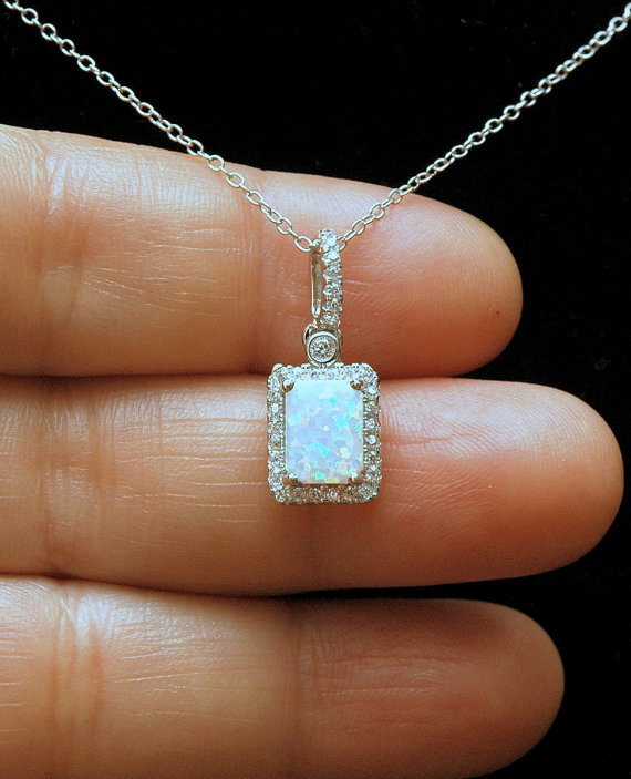 Свадьба - Opal Necklace, White Opal Necklace, Opal Jewelry, Sterling Silver Necklace, Dainty Necklace, October Birthstone Necklace, Layering Necklace