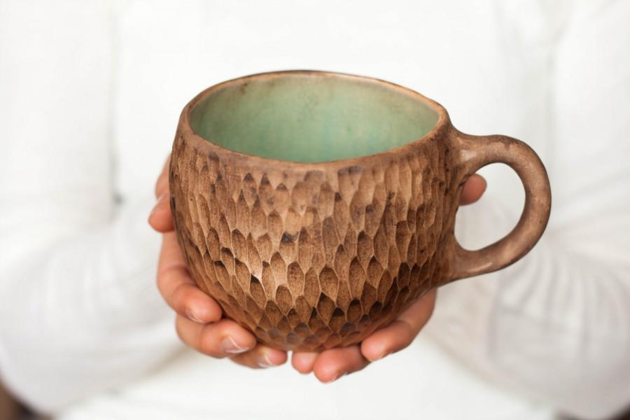 زفاف - Tea cup Womens gift Turquoise gift Ceramic mug Artist cup Large cup Fancy cup Coffee cup Handmade cup Mug pottery Cup blue Sky blue Unique