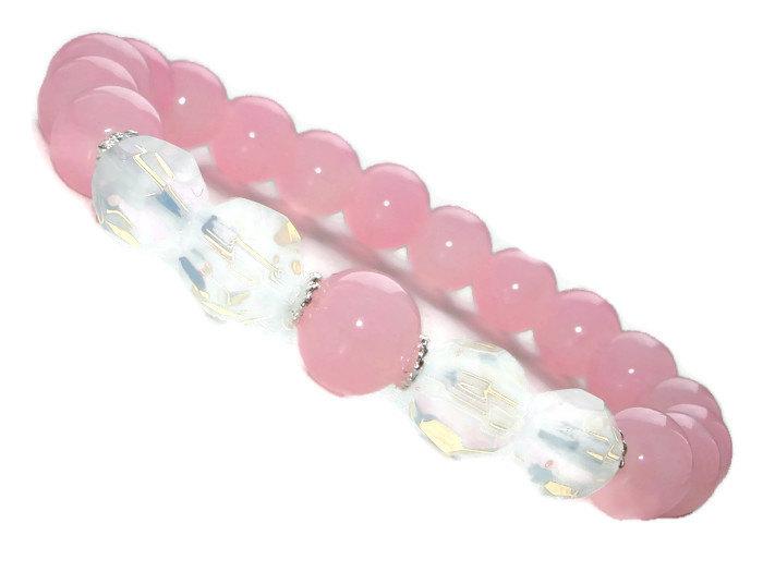 زفاف - rose quartz bracelet for girlfriend pink bracelet with chakra stone gemstone love bracelet for mom healing stones raw gemstone jewelry