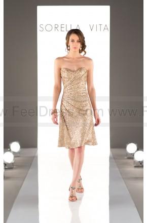 زفاف - Sorella Vita Cocktail Length Sequin Metallic Bridesmaid Dress Style 8793