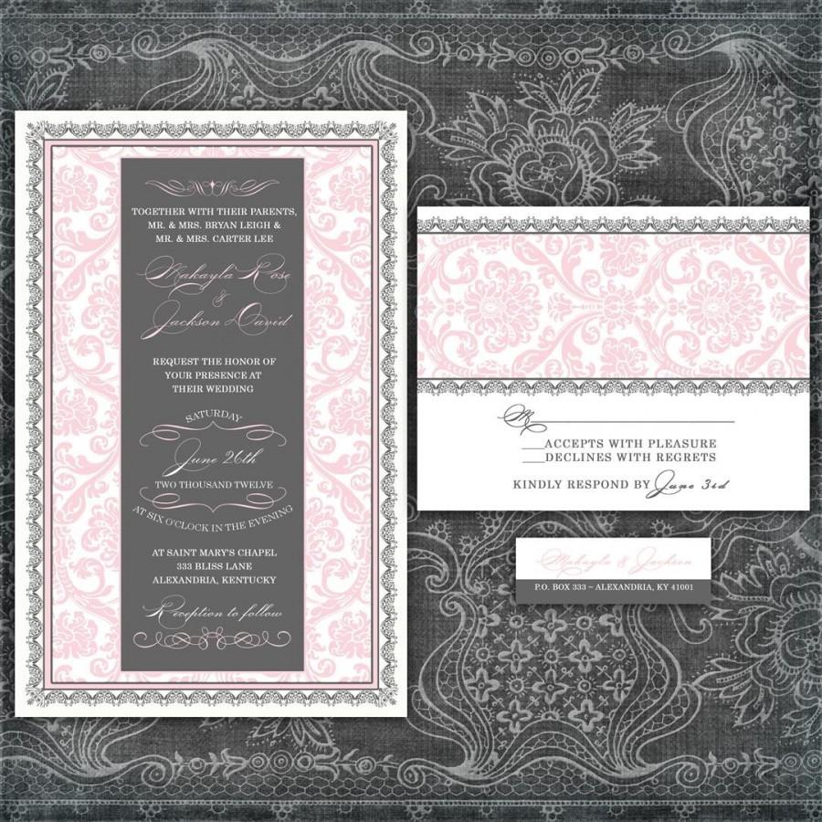زفاف - Custom Damask Wedding Invitation - Romantic Damask - Sample Packet