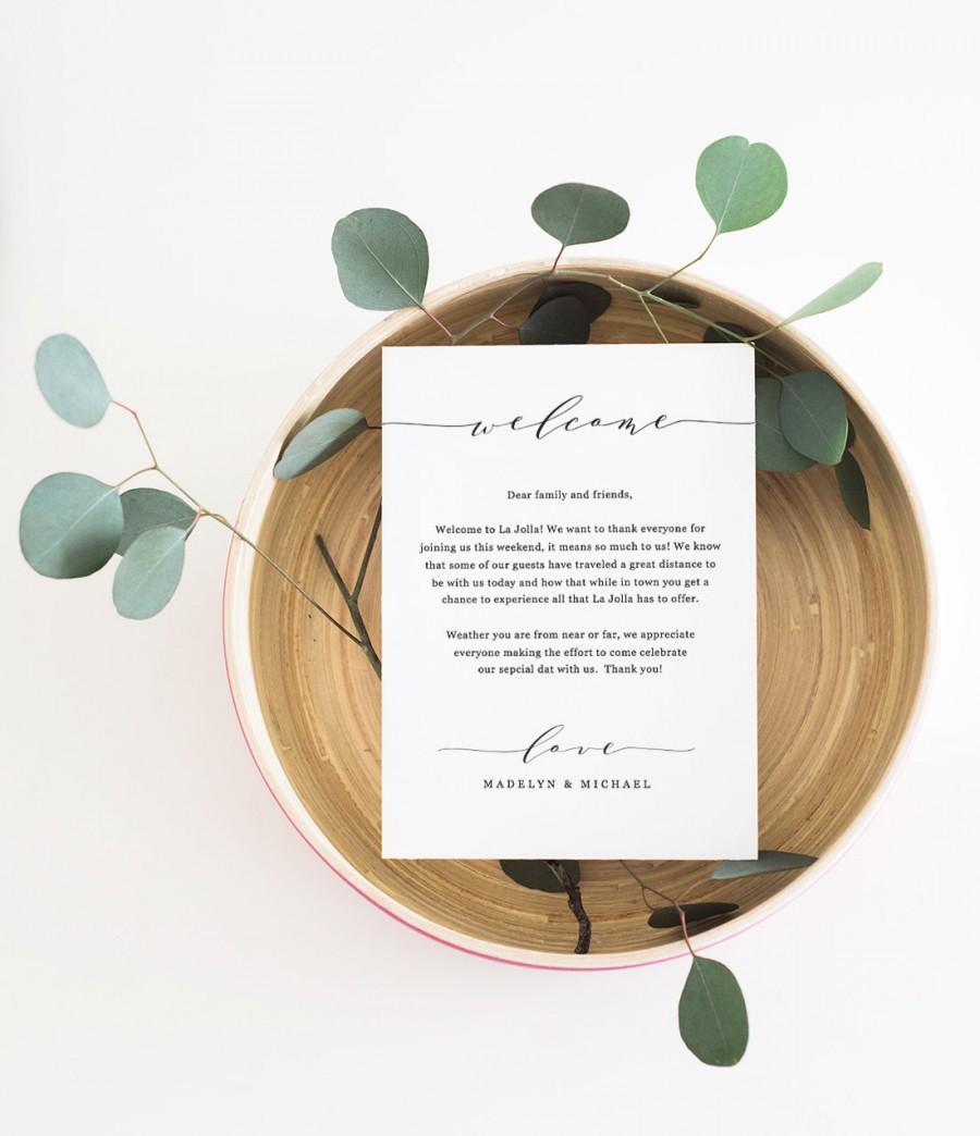 Свадьба - Wedding welcome letter, Printable welcome card, Rustic welcome notes, Wedding thank you. Editable in Word or Pages