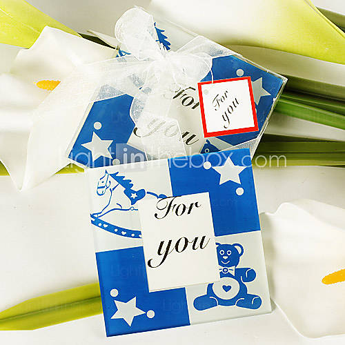 زفاف - Beter Gifts® Baby Shower Party Favors & Gifts - # Coaster Favors Glass Fairytale Theme Non-personalised Blue