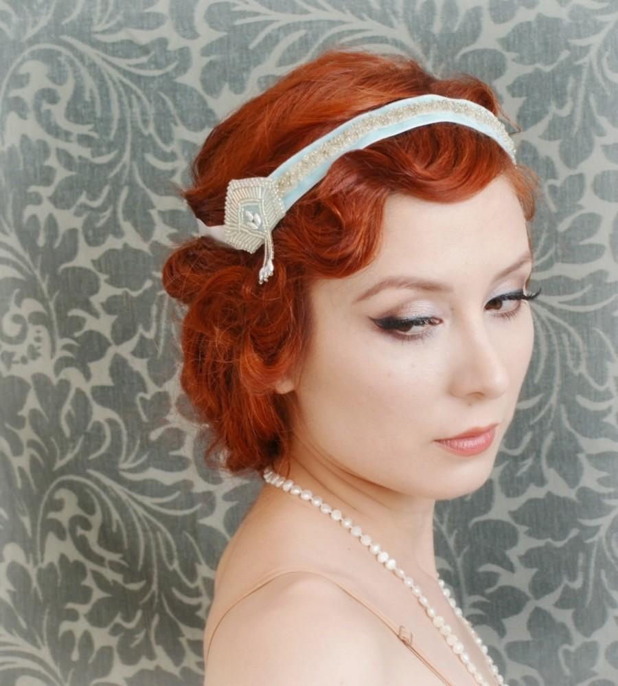 زفاف - Bridal headband, flapper head peice, 1920s bride, wedding hair accessories - nostalgia