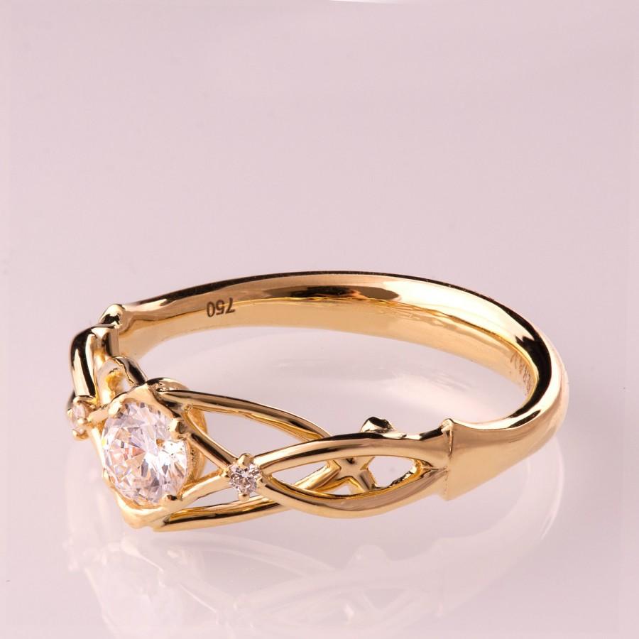 Hochzeit - Braided Engagement Ring, Unique Moissanite engagement ring,Moissanite ring, celtic ring, three stone ring, moissanite engagement ring, eng9