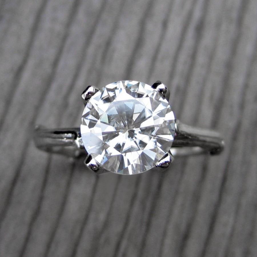 زفاف - Moissanite Twig Engagement Ring: White, Yellow or Rose Gold; 2ct Forever Brilliant™