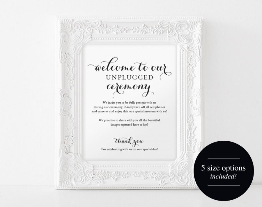 Mariage - Unplugged Wedding Sign, Unplugged Ceremony Sign, Wedding Sign, Wedding Printable, Unplugged Sign, PDF Instant Download 