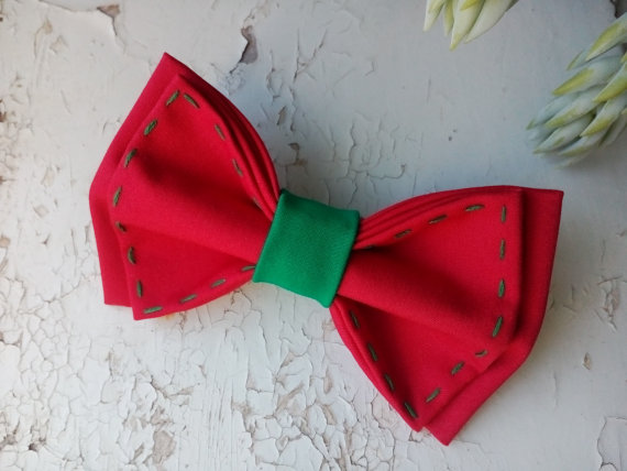 Свадьба - christmas bow tie men's red bowtie green decor design xmas baby boys gift toddler red green tie holiday necktie christmas kids party bowties
