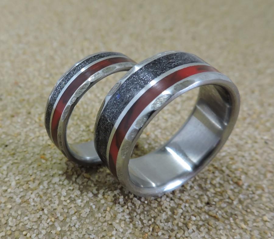 Hochzeit - Titanium Rings, Meteorite Rings, Wedding Rings, Wedding Band Set, His and Hers Set, Handmade Ring, Unique Ring, Mens Ring, Womens Ring