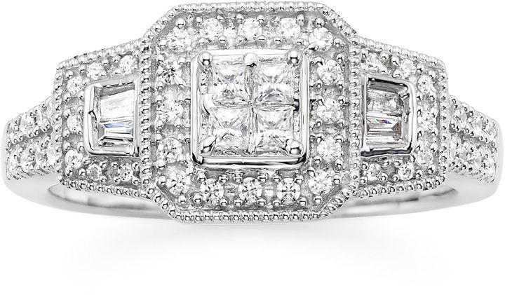 Hochzeit - MODERN BRIDE I Said Yes 3/8 CT. T.W. Diamond & Lab-Created Blue Sapphire Bridal Ring