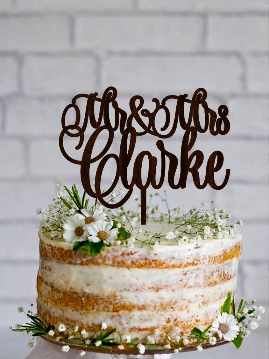 Hochzeit - Last Name Wedding Cake Topper Wood Wedding Topper Personalized Rustic Cake Topper Gold cake topper Silver cake topper