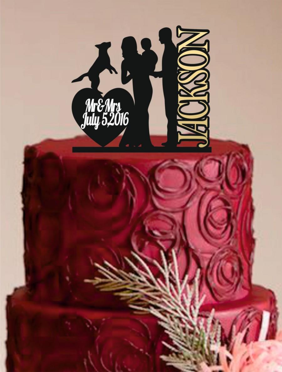 Свадьба - Unique Wedding Cake Topper, Funny Wedding Cake Topper,Bride and Groom with dog or cat Silhouette Cake Topper,Personalize Wedding Cake Topper