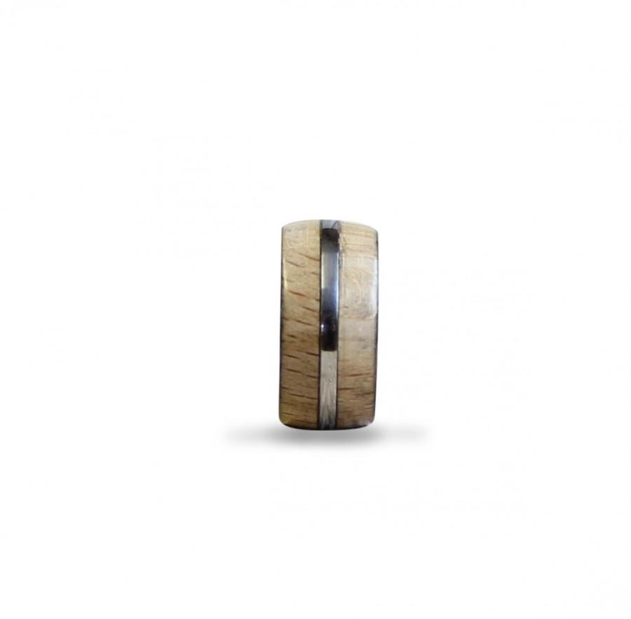 Hochzeit - Beech wood and stainless steel ring unisex wood ring