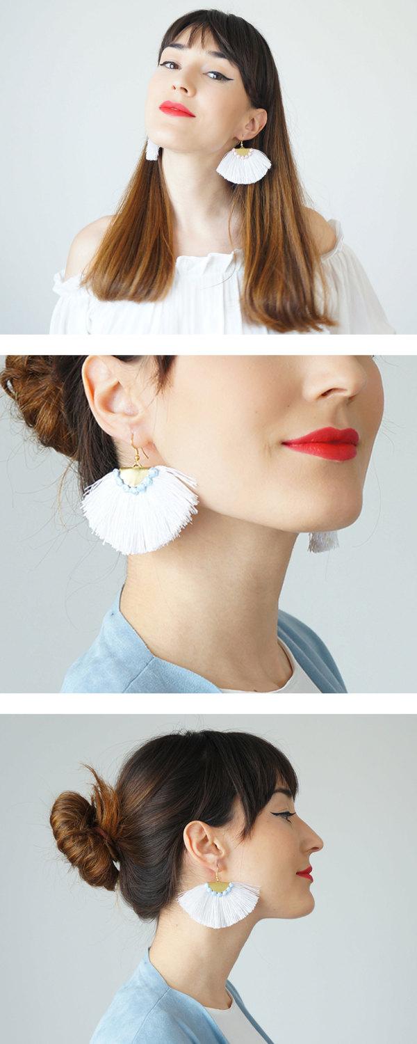 Свадьба - Tassel Earrings Spring Accessory Summer Trends Blue Earrings Tassel Jewelry Statement Earrings Statement Jewelry Dangle Earrings / GALLO
