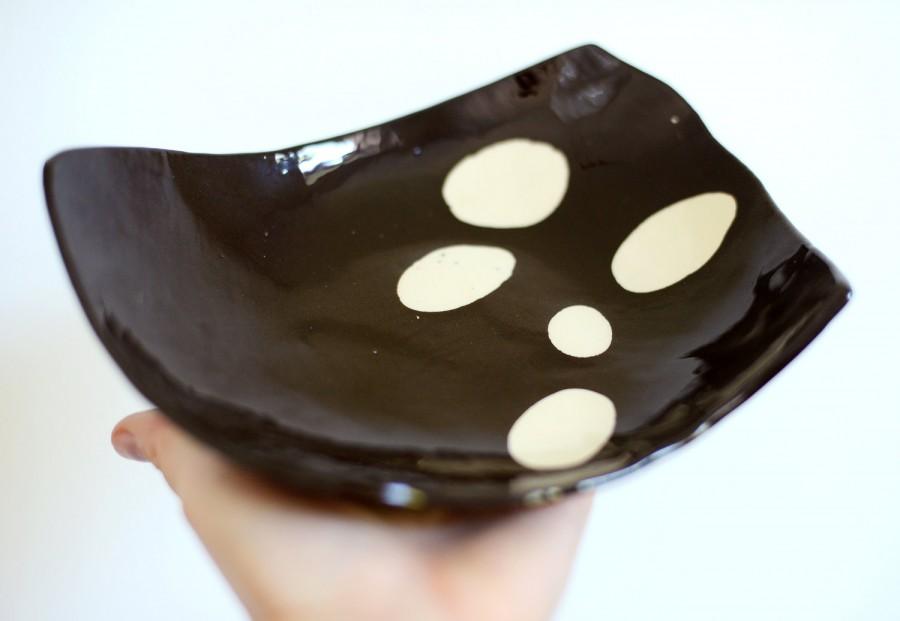 زفاف - Handmade two toned ceramic bowl pottery modern ceramics unique tableware serving dishes