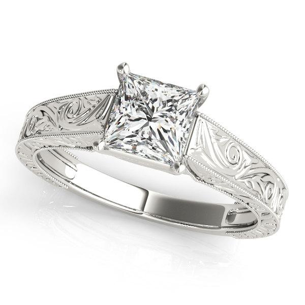 Hochzeit - Princess Cut Diamond Engagement Ring, Princess Cut Diamond Ring, Vintage Diamond Engagement Ring, Antique Diamond Engagement Ring,