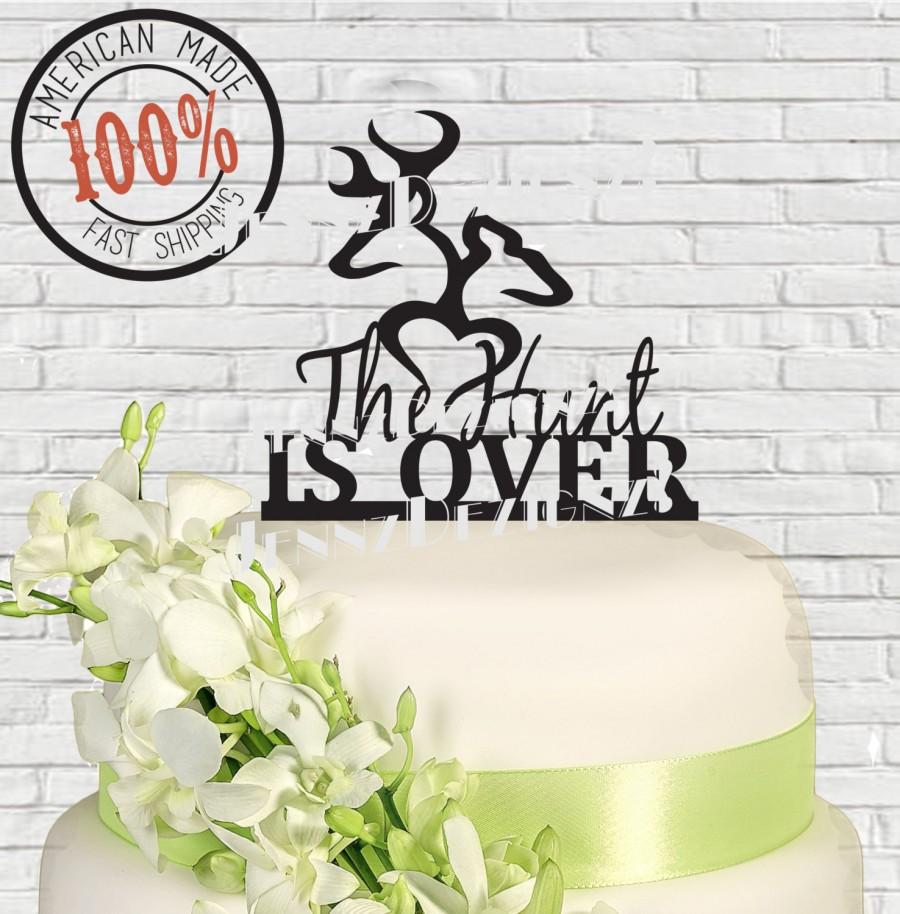 Mariage - The Hunt Is Over Deer Buck and Doe Silhouette Wedding Cake Topper  Made In USA
