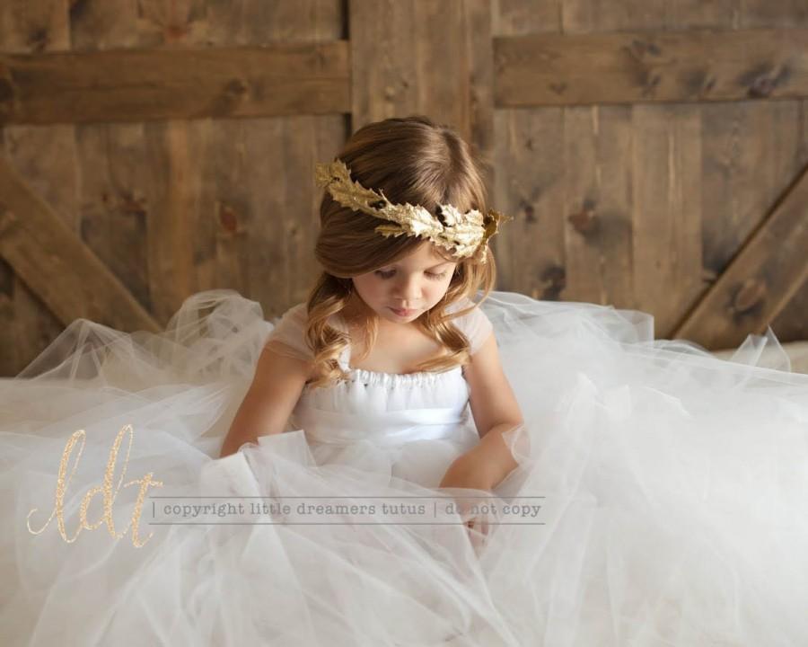 زفاف - Here Comes the Bride White Flower Girl Tutu Dress