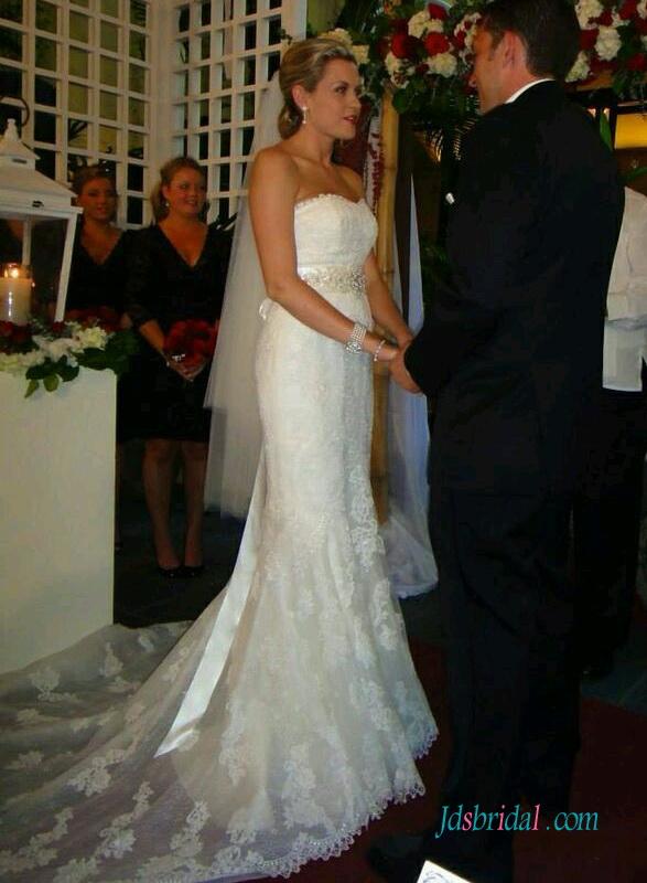 Mariage - Elegant strapless lace sheath wedding bridal dresses