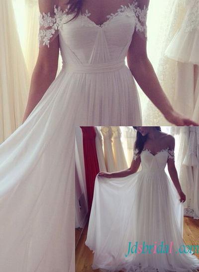 Wedding - Ethereal flowy chiffon boho beach wedding dress