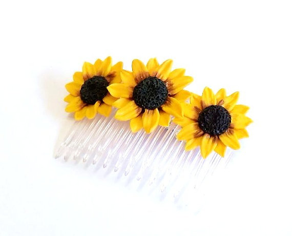 زفاف - Sunflower Comb - Sunflower Flower comb -Wedding Hair Comb Romantic Bridal Hair Accessories Yellow Flowers Comb Sunflower Comb