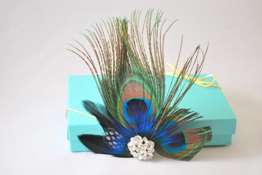 Mariage - Peacock Feather Sparkling Rhinestones Bridal Wedding Hair Clip Hair Accessory