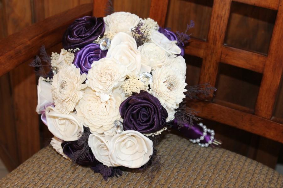 Mariage - Plum Sola Wood Bouquet, Purple Sola Wood Wedding Bouquet, Plum and Lavender, Sola Wood Bouquet, Sola Flower Bouquets, Plum Wedding Bouquet