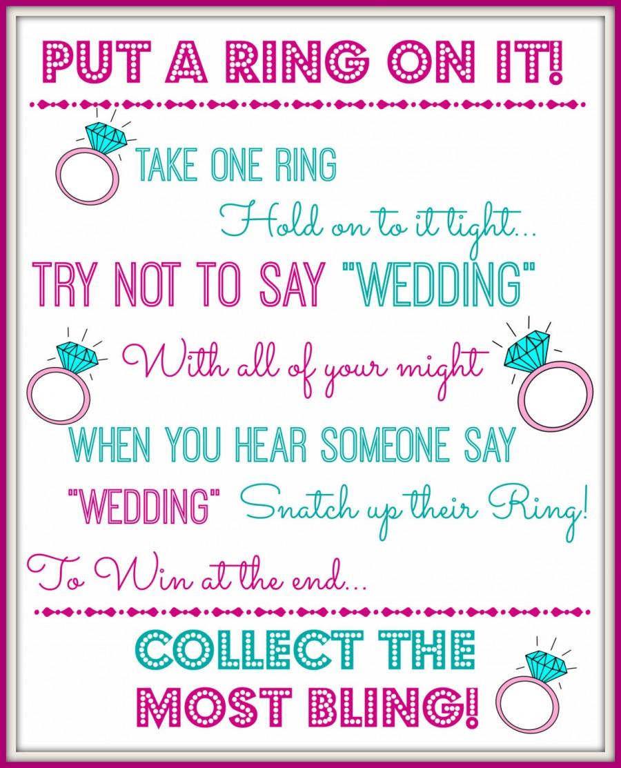 Свадьба - Put a Ring on it Bridal Shower Game Bachelorette Party Game