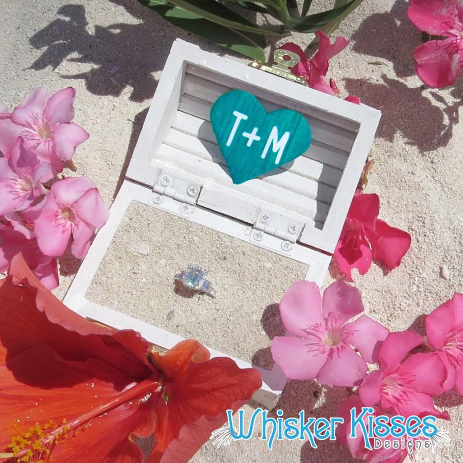 Hochzeit - Beach Wedding Ring Box, Small Proposal Box, Engagement, Personalized, Rustic, Ring Bearer, Ring Holder, Destination Wedding Ring Box