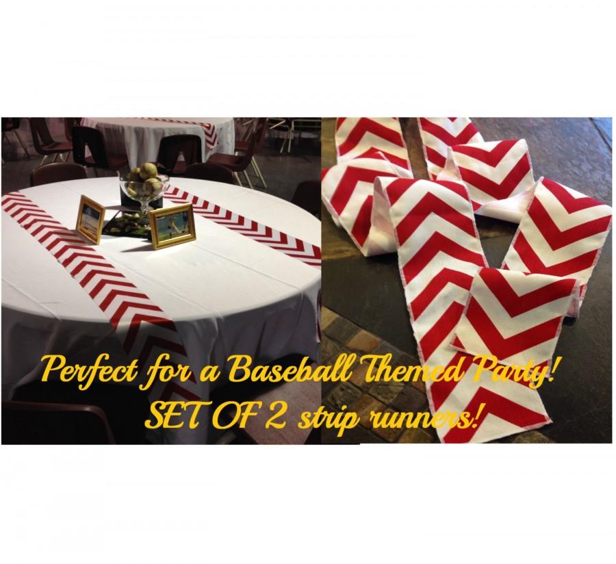 Wedding - Baseball Party Themed Red Chevron Modern Wedding Table Runner - set of 2 4" wide by your choice of length Chevron - Wedding or Party runners
