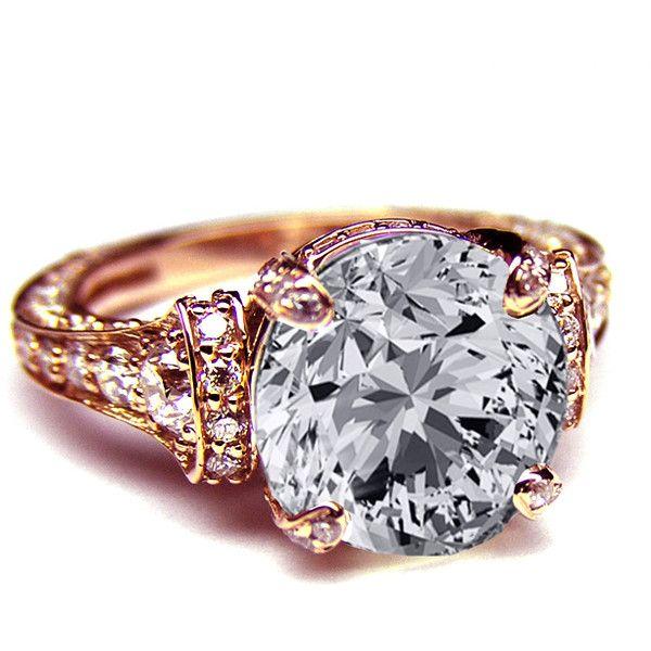 زفاف - Engagement Ring - Large Round Diamond Cathedral Graduated Pave Engagement Ring 1.25 Tcw. In 14K Rose Gold - ES745BRRG