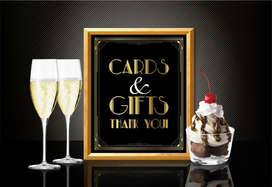 Wedding - Printable CARDS AND GIFTS thank you - Art Deco style Great Gatsby 1920's, party decorations, wall sign, wedding decoration, wall decoration