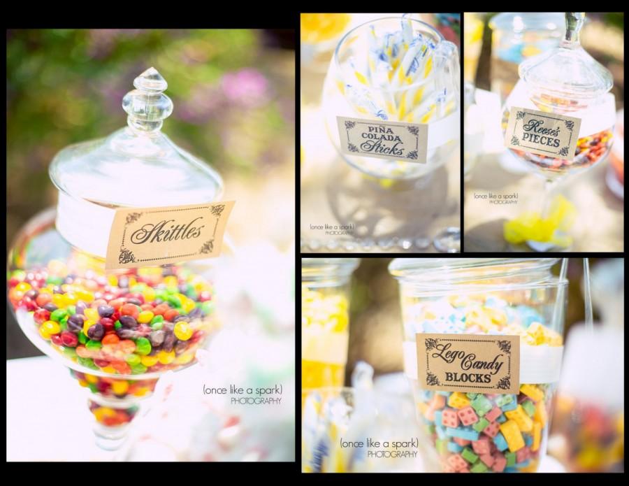 Mariage - Set of 10- Candy Buffet / Candy Bar / Food Labels / Tags Wedding Signs - I print the names on labels for you