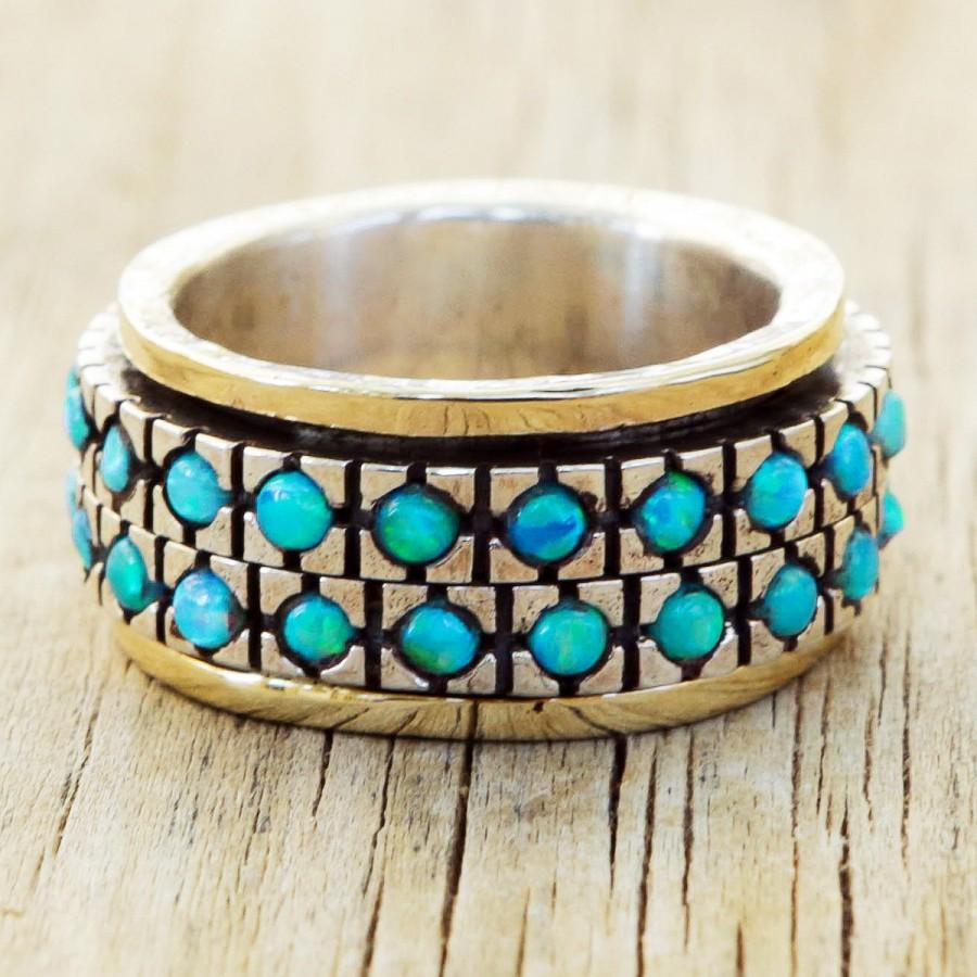 زفاف - Opal Ring, Wedding Ring, Opal Handmade Ring. Anniversary Gift For Her,Gold And Sterling Silver Ring, Romantic Ring, Gift For Her