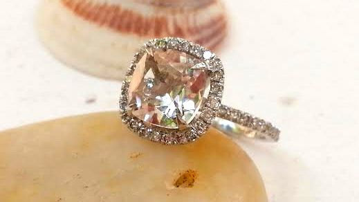 Hochzeit - Unique Vintage Style Morganite Engagement Ring in Gold Diamond Wedding Band fine jewelry Halo diamond ring Gemstone Unusual engagement ring