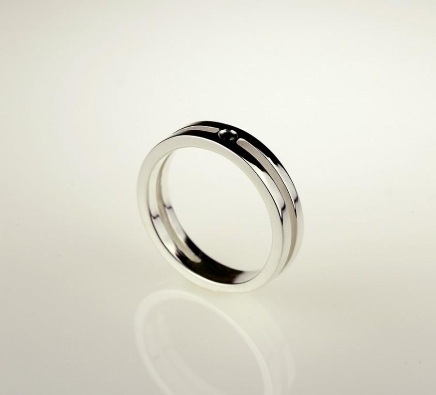 Wedding - Black Diamond Engagement ring. 14k White Gold. Women Wedding Jewelry Gift. 14k Gold and Diamonds Engagement Ring for Women. RS-1060