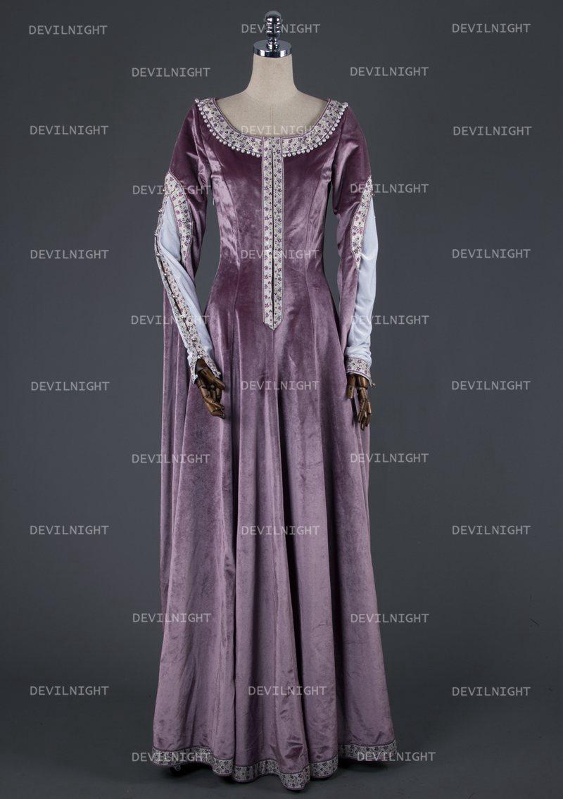 زفاف - Elegant Purple Velvet Vintage Medieval Dress