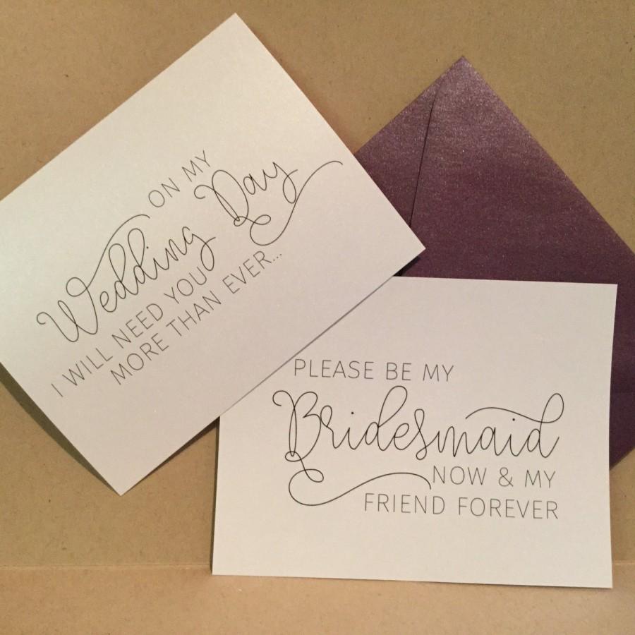 Mariage - Will You Be My Bridesmaid Card Cards Maid of Honor Flower Girl Bridal Party Proposal { now and forever }