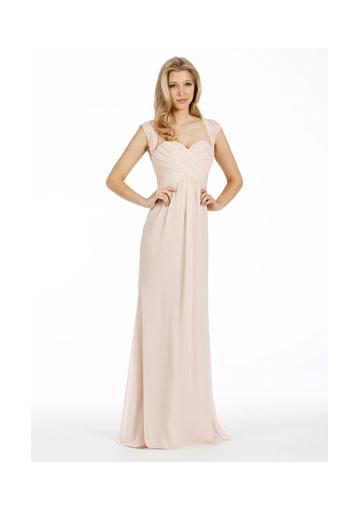 Mariage - Zipper Up Cap Sleeves Straps Chiffon Ruched Floor Length