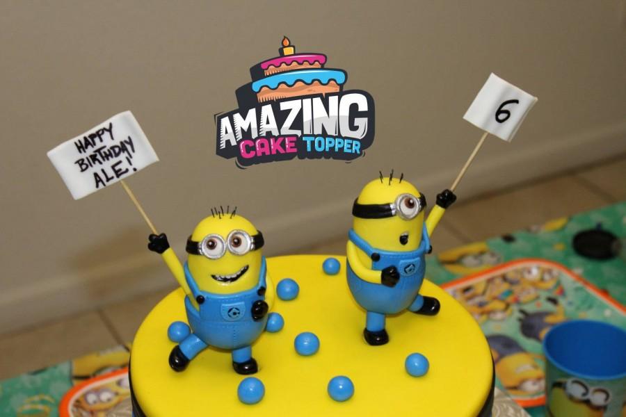 Minions Fondant Cake Topper 2 Pieces Set Ready To Ship In
